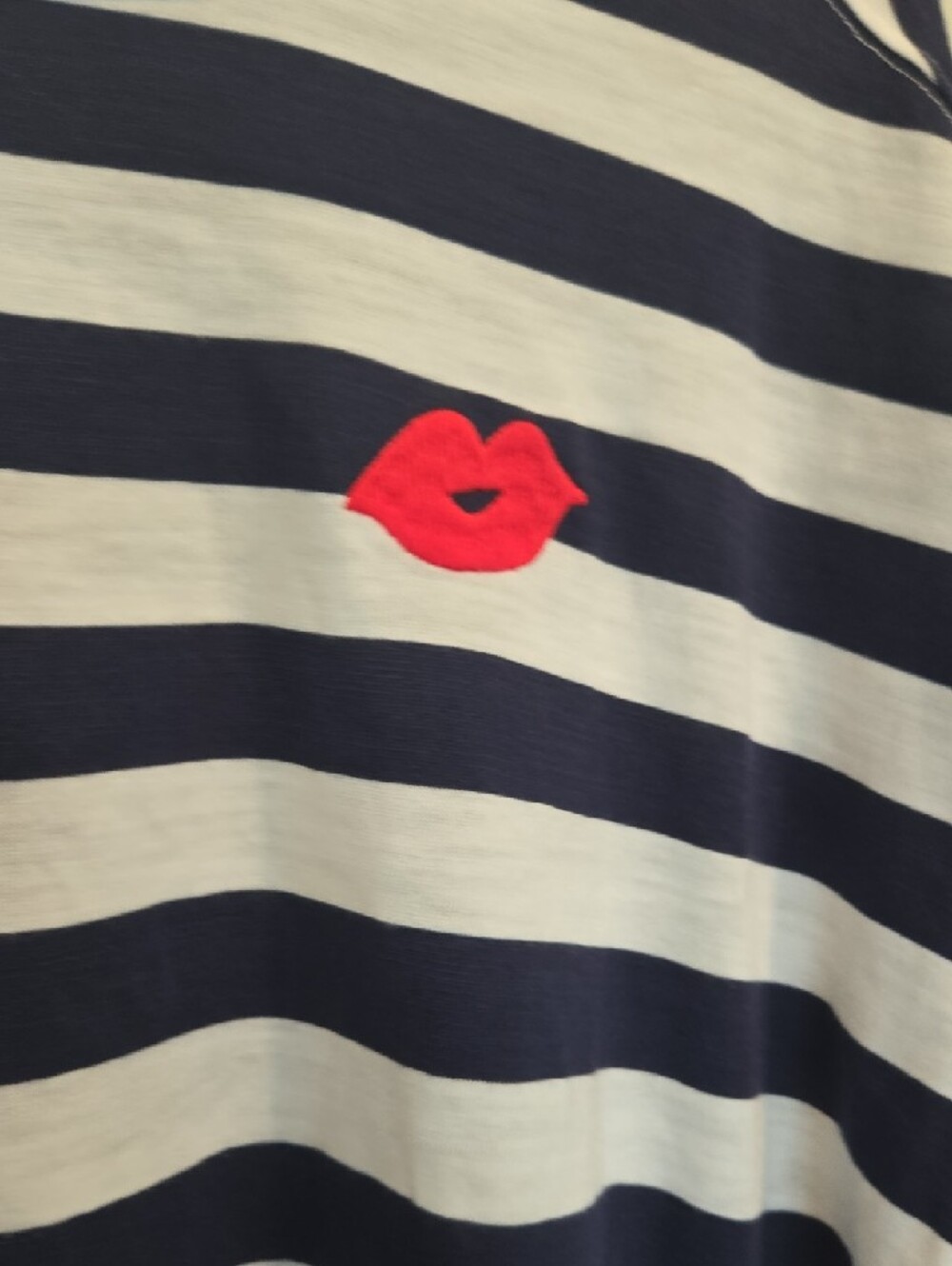 Old Navy Striped Long-Sleeve Top with Red Lip Patch - Picture 3 of 5